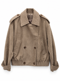 Taupe Suede Double-Breasted Jacket