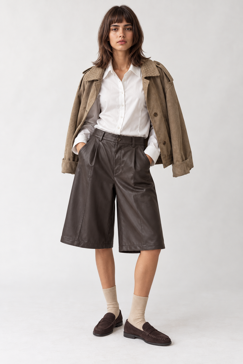 Faux Leather Culotte Shorts