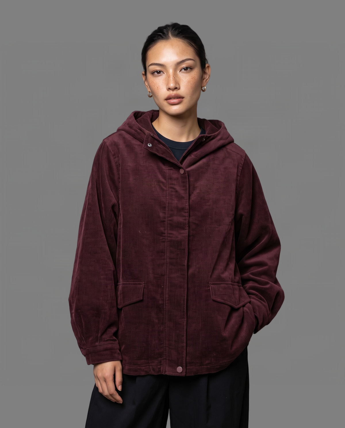 Oversized Burgundy Corduroy Jacket