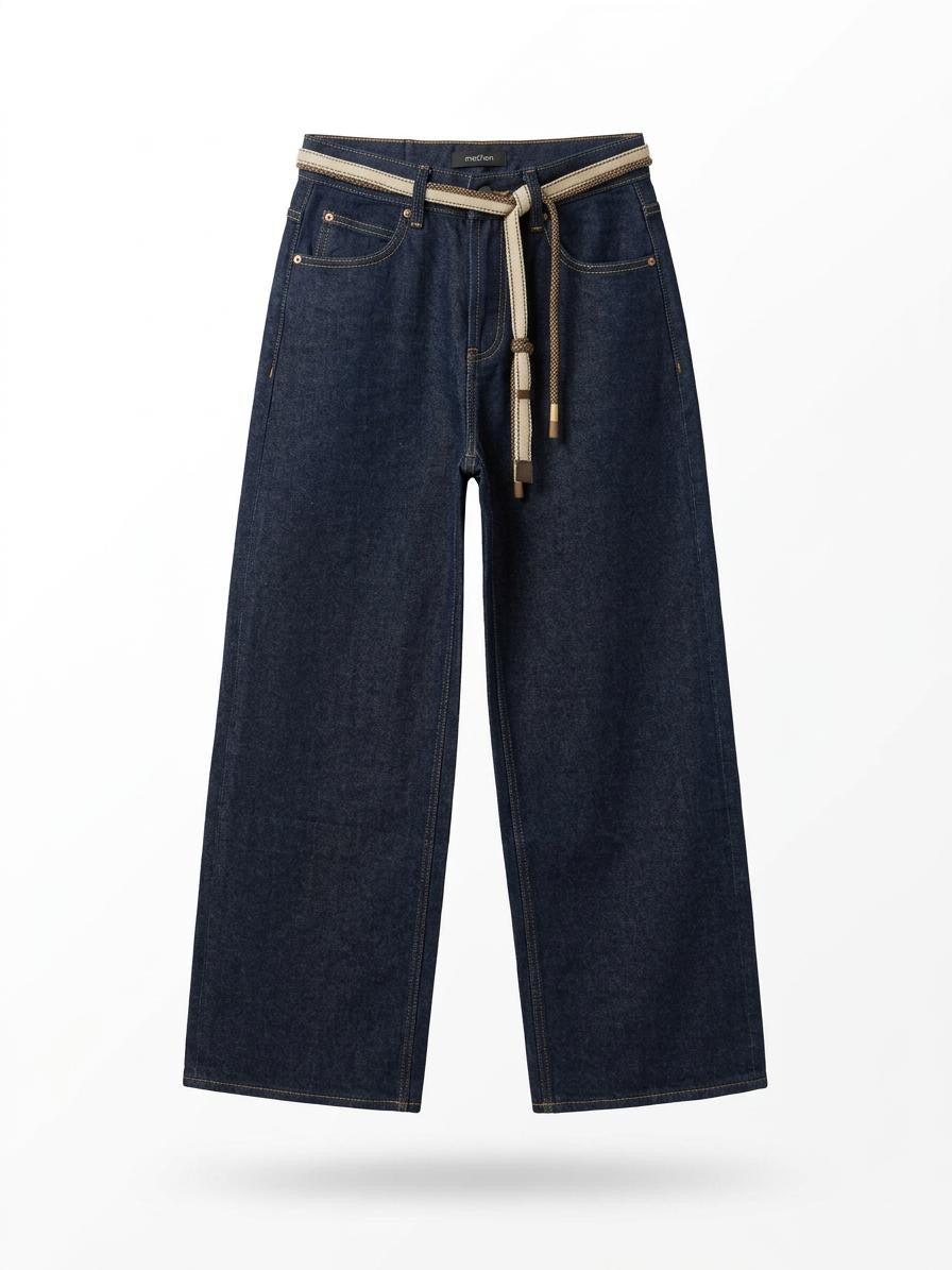 Belted Wide-Leg Jeans