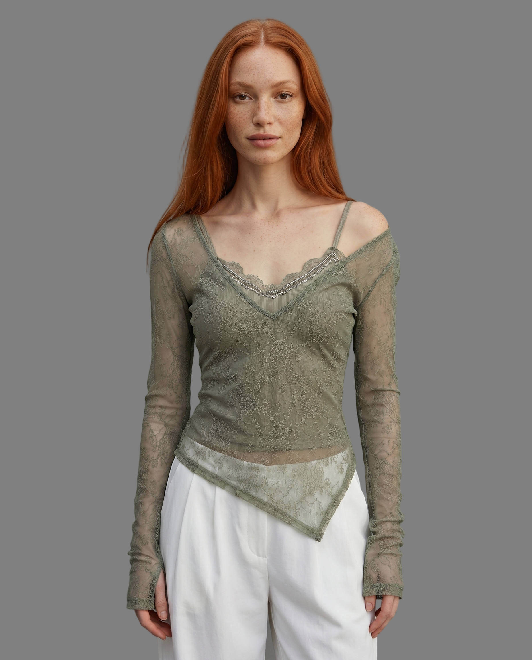 Sage Lace Top
