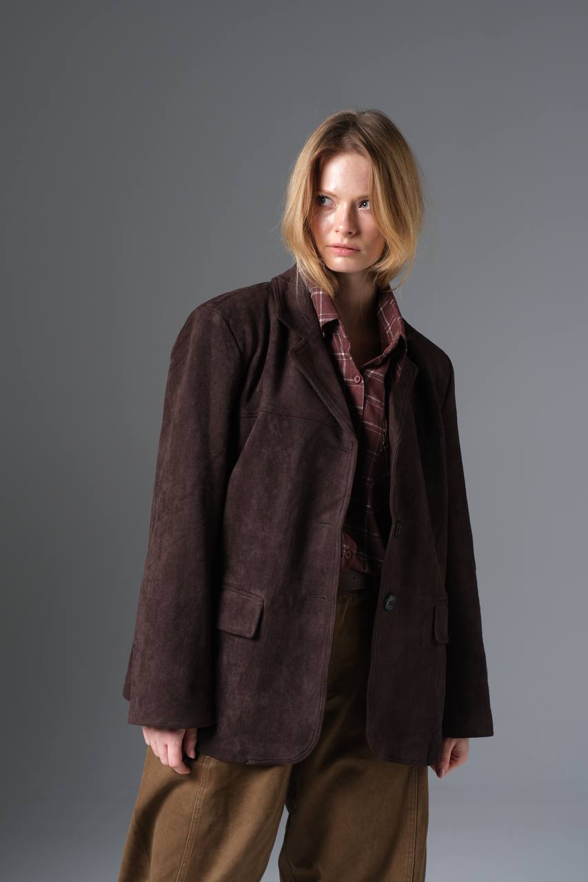 Classic Suede-Effect Blazer