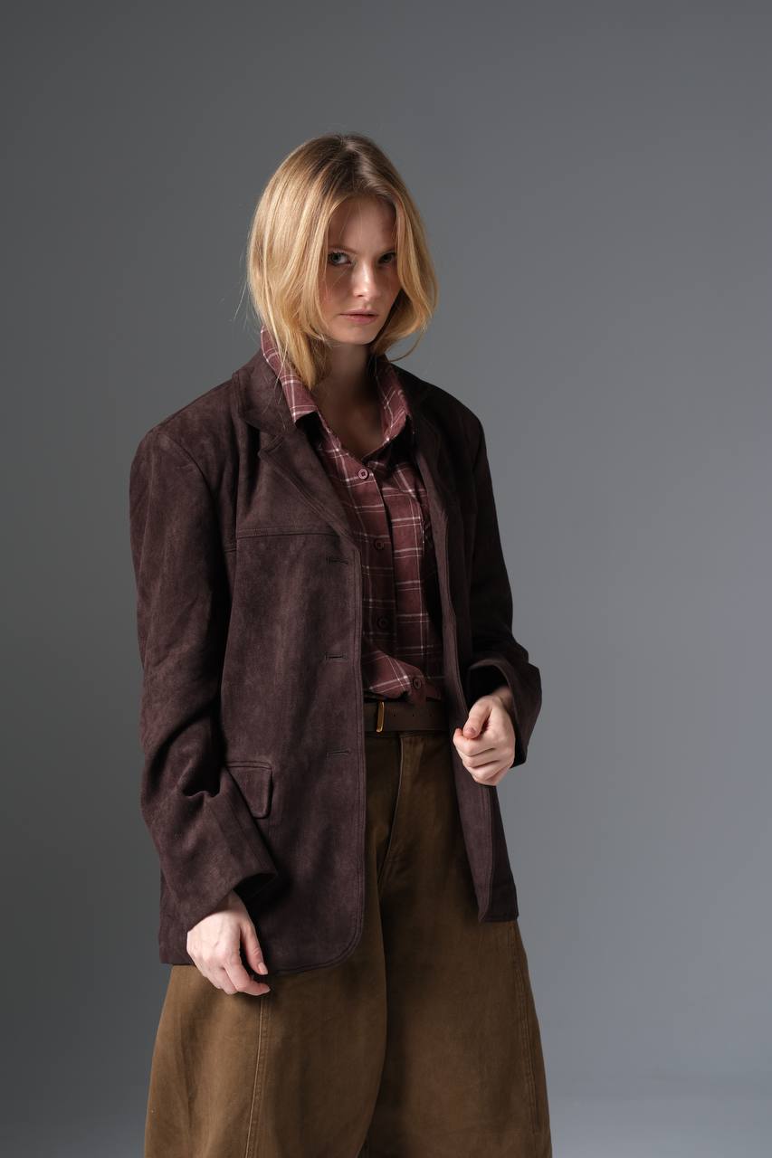 Classic Suede-Effect Blazer