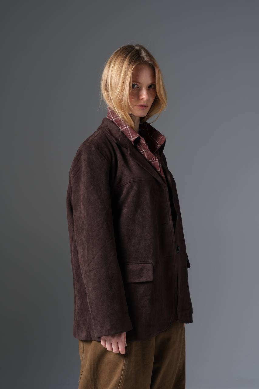 Classic Suede-Effect Blazer