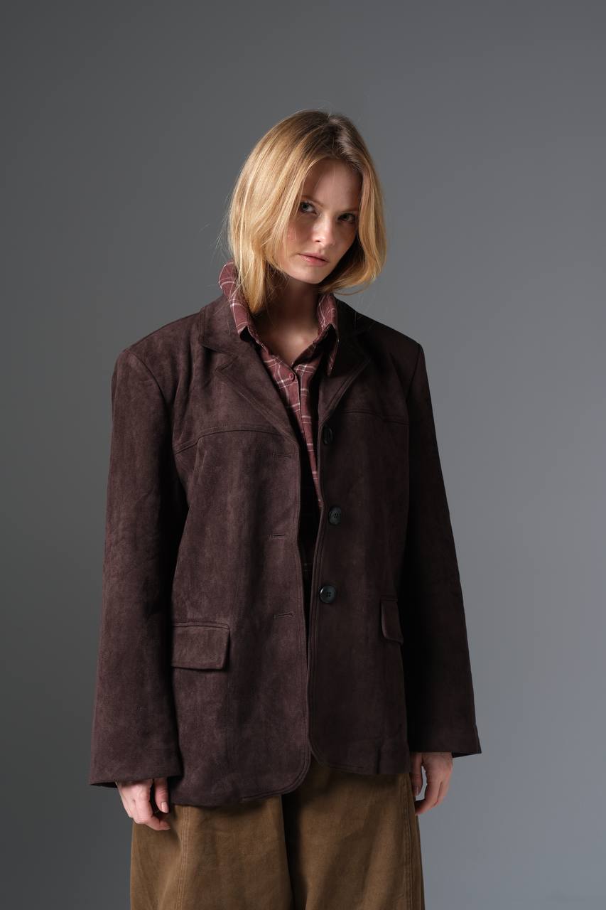 Classic Suede-Effect Blazer