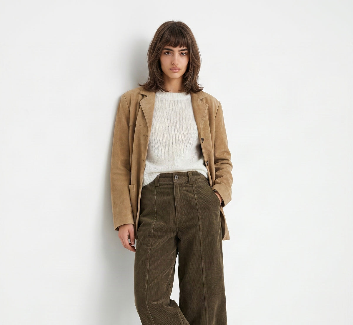 Corduroy Wide-Leg Culotte Pants