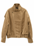 Camel Suede Bomber Jacket