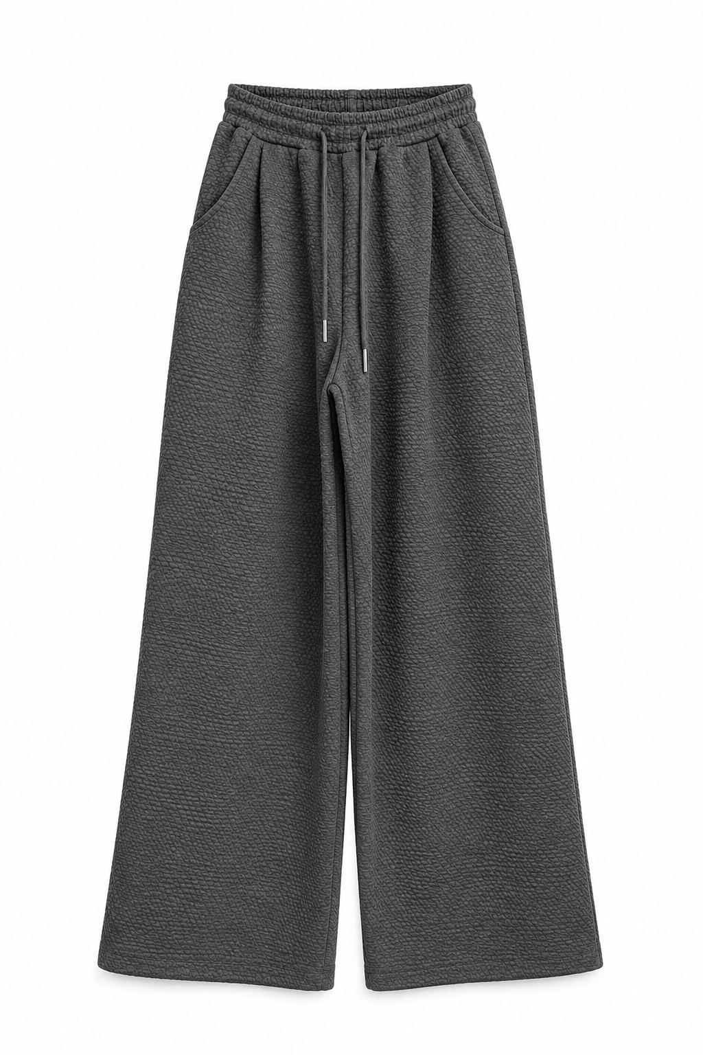 Grey Zip-Up Hoodie and Wide-Leg Pants Set