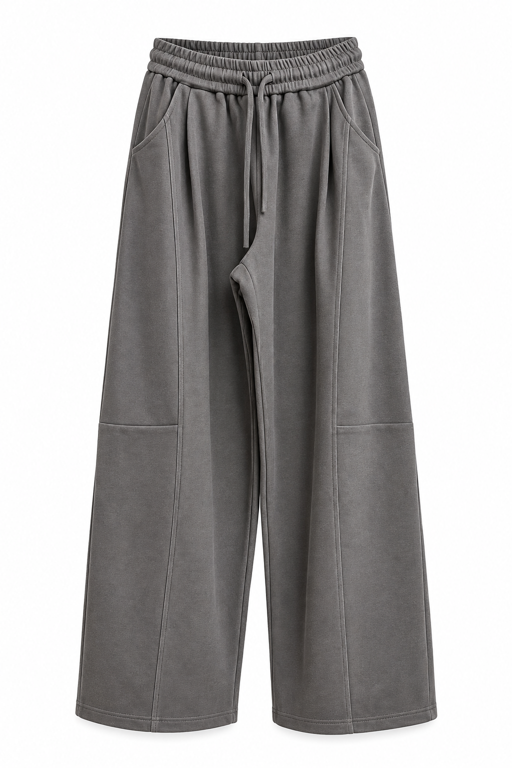 Grey Hoodie and Wide-Leg Sweatpants Set