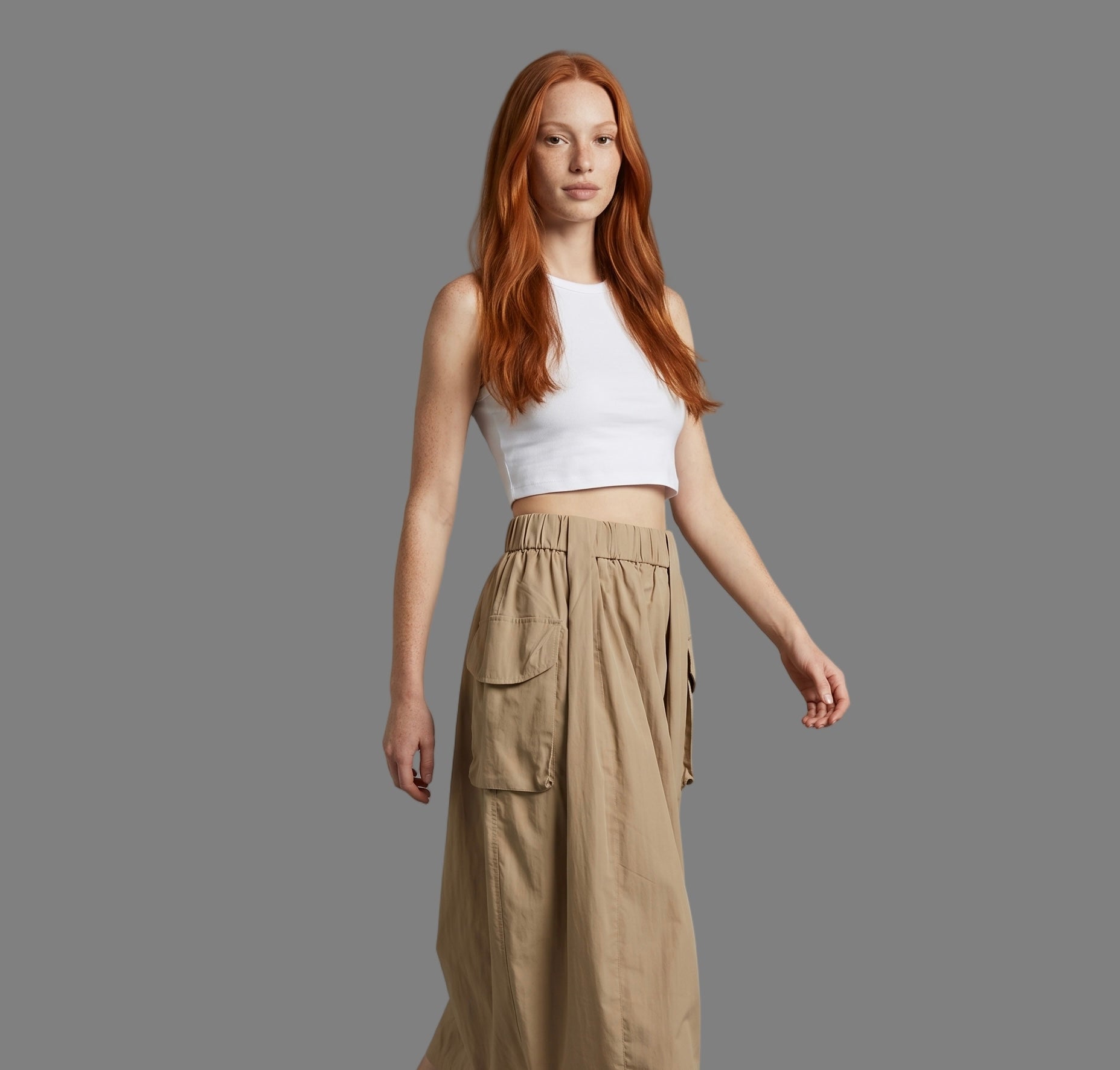 Relaxed Fit Midi Skirt
