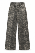 Leopard Print Wide-Leg Jeans