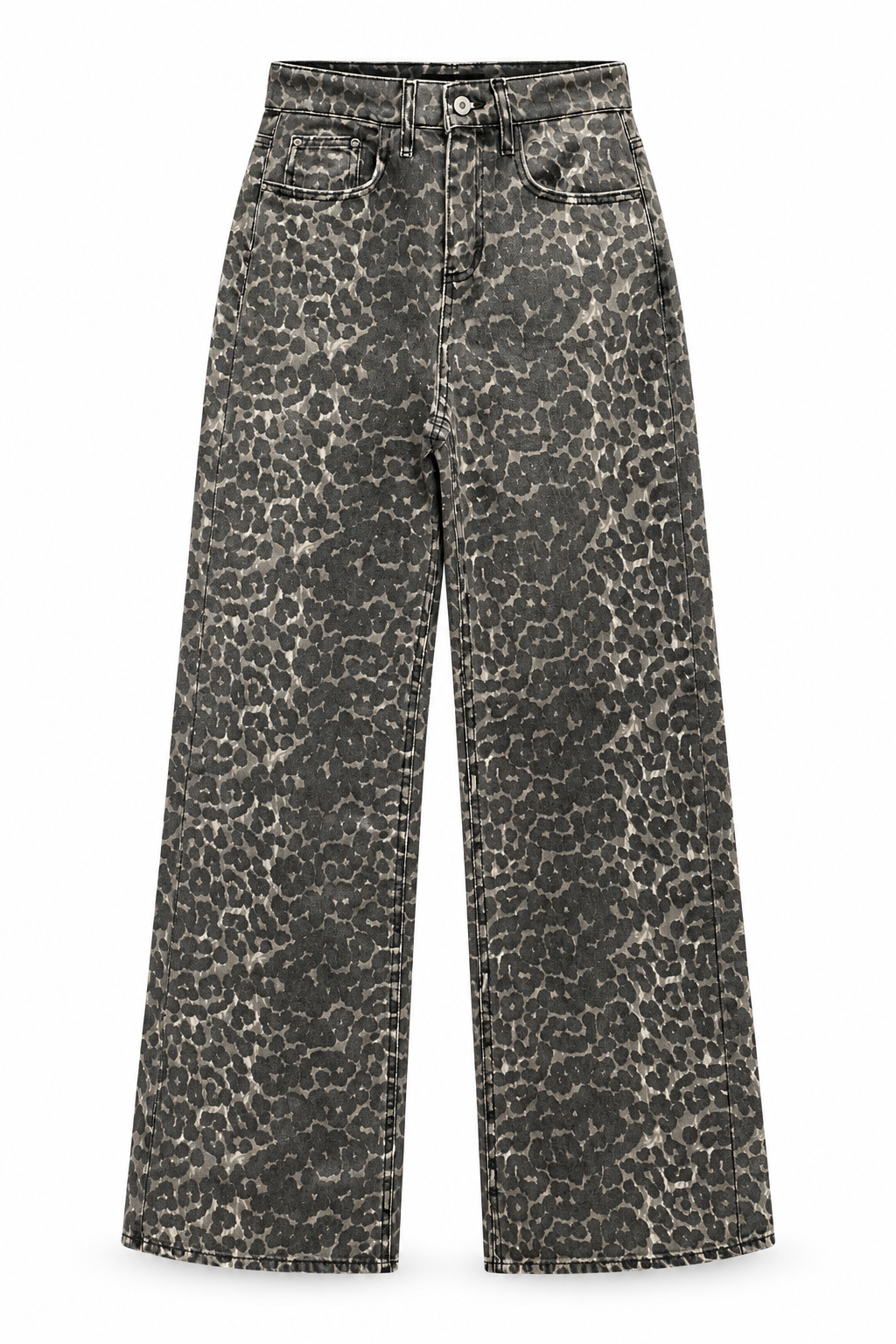 Leopard Print Wide-Leg Jeans