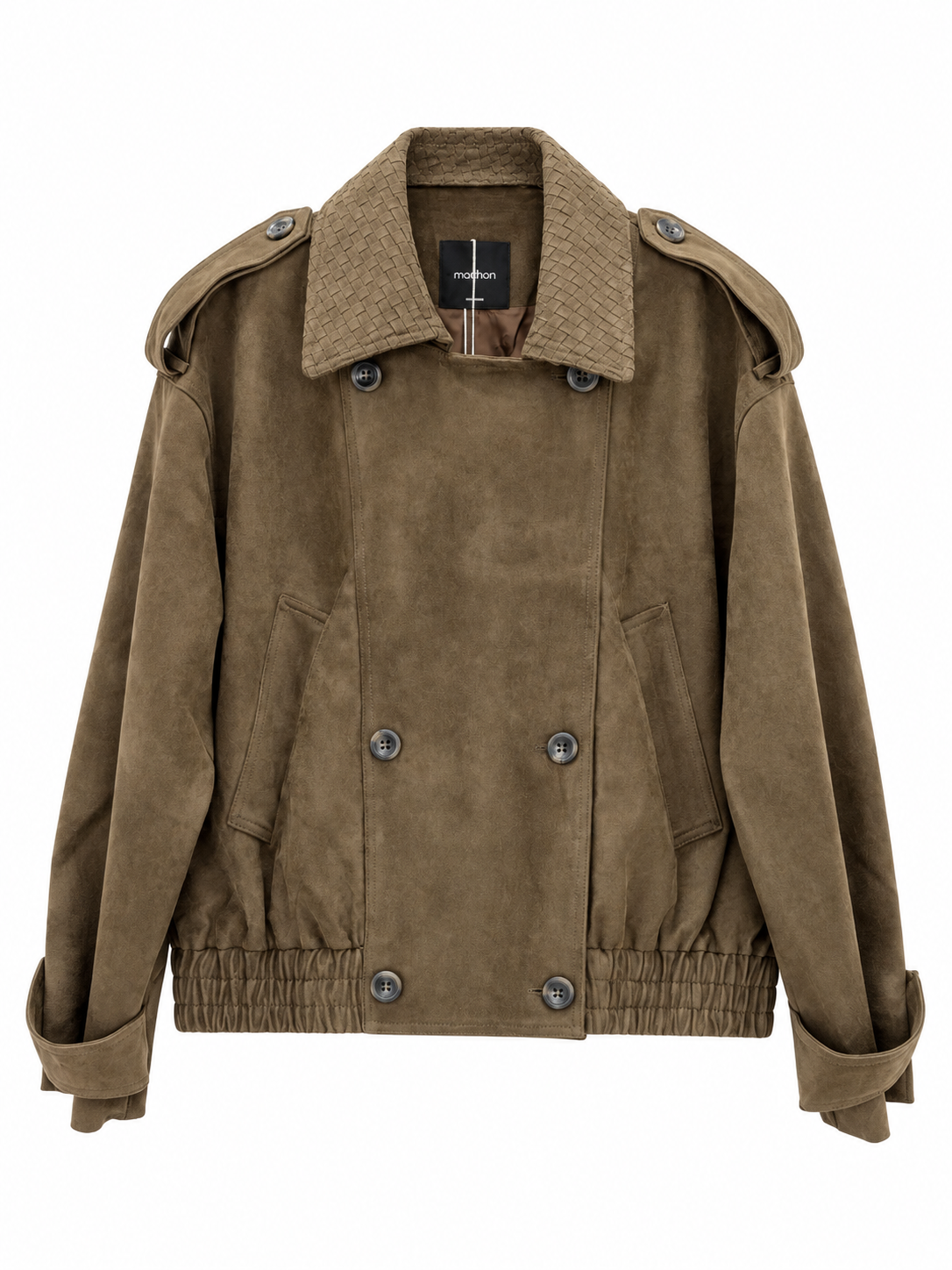 Taupe Suede Double-Breasted Jacket