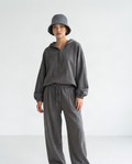 Grey Hoodie and Wide-Leg Sweatpants Set