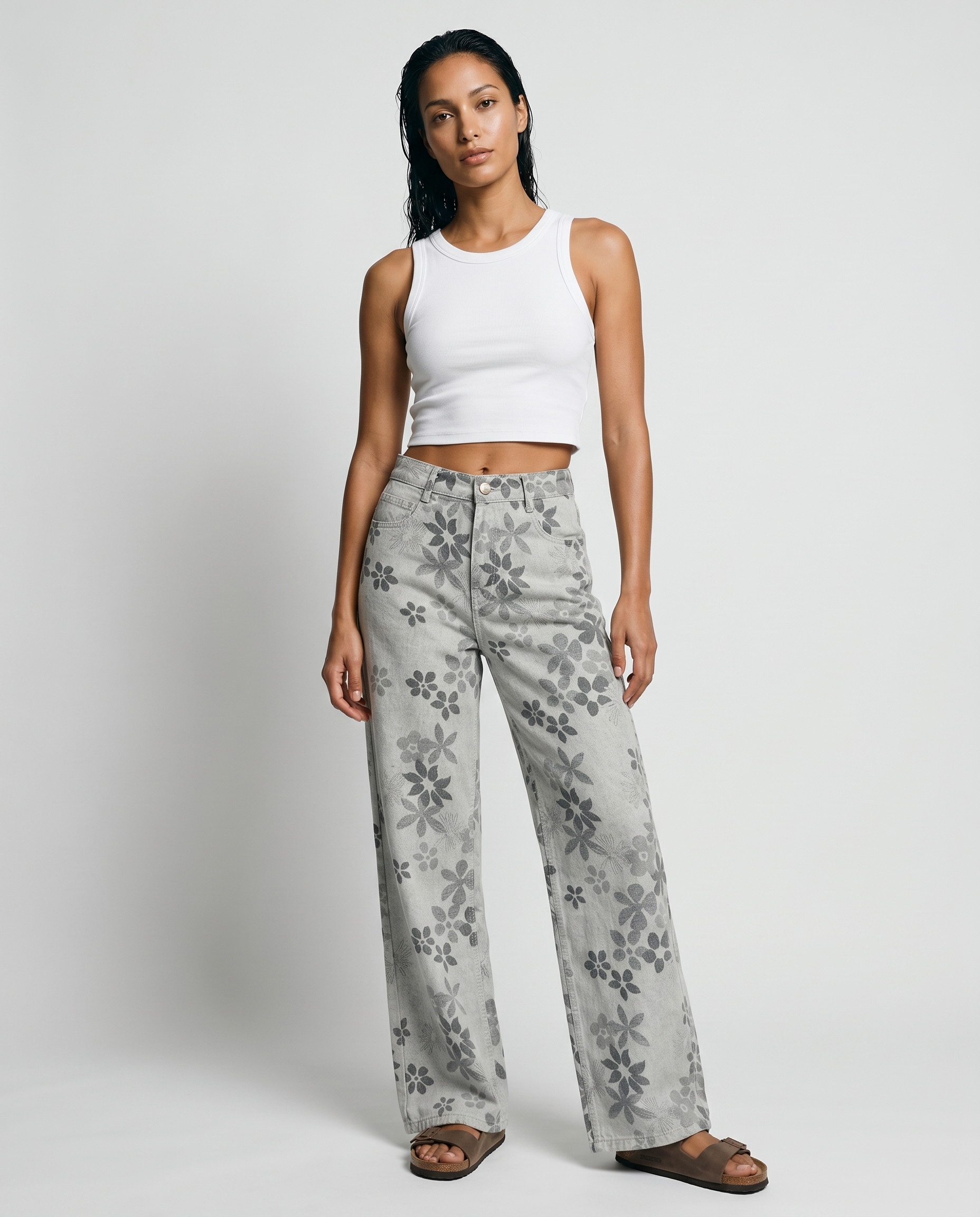 Floral Wide Leg Jeans