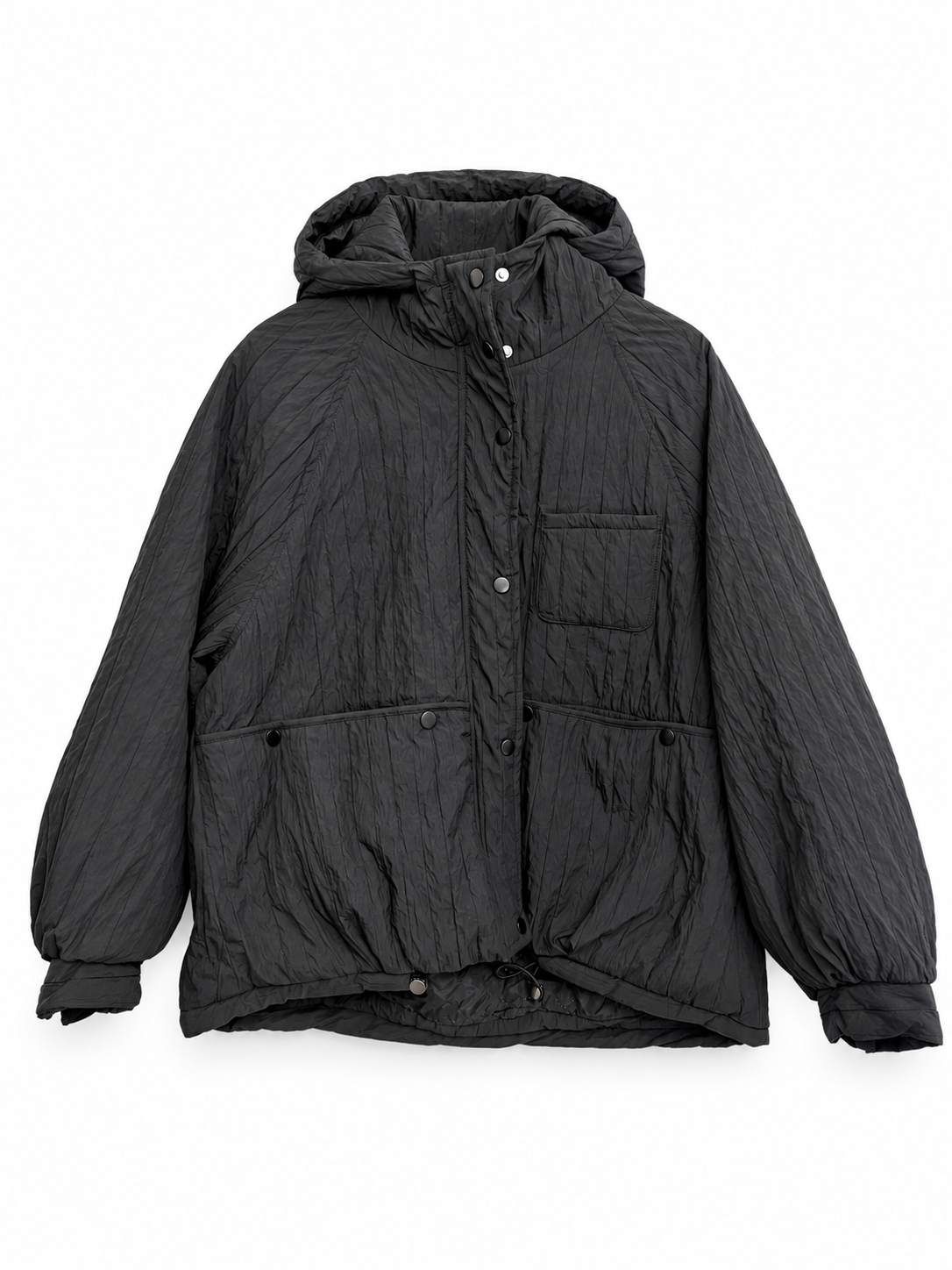 Crinkled Hooded Utility Jacket