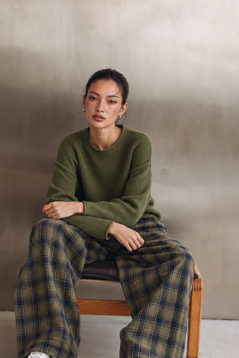 Plaid Balloon Trousers