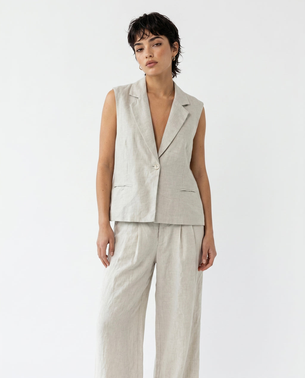 Soft Beige Linen Set