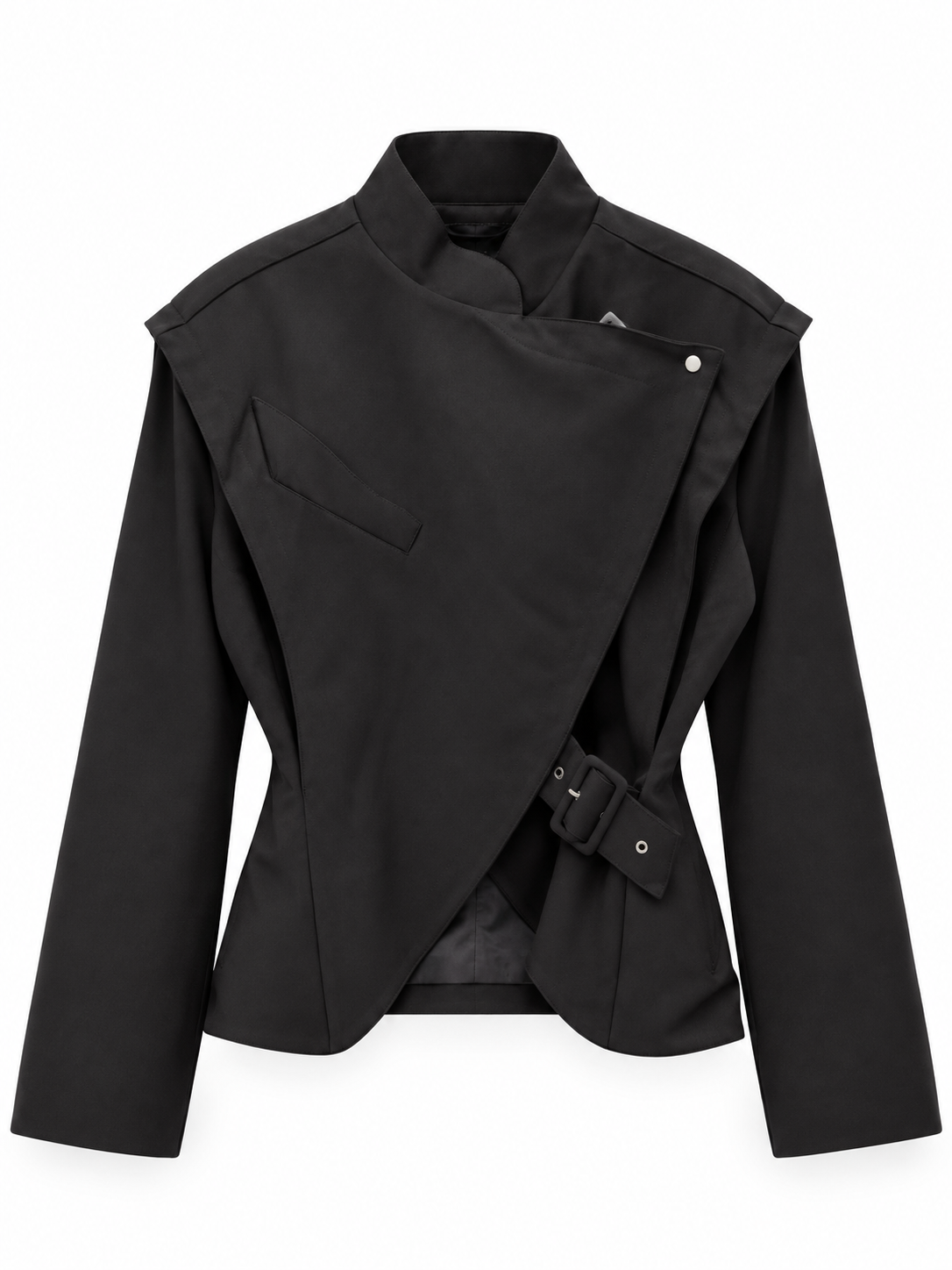 Asymmetric Wrap Jacket with Belt