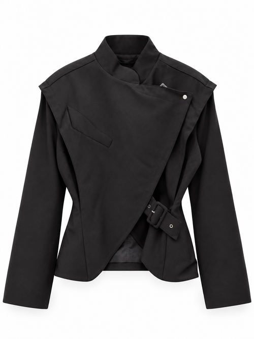 Asymmetric Wrap Jacket with Belt