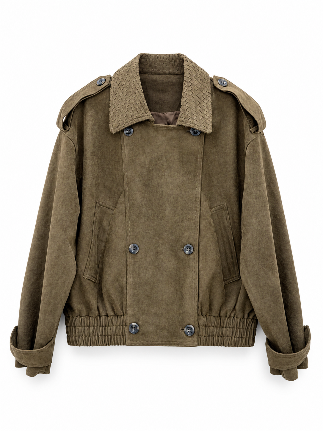 Taupe Suede Double-Breasted Jacket