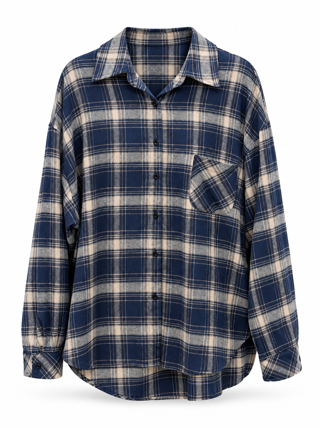 Oversized Blue Plaid Shirt