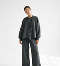 Grey Zip-Up Hoodie and Wide-Leg Pants Set