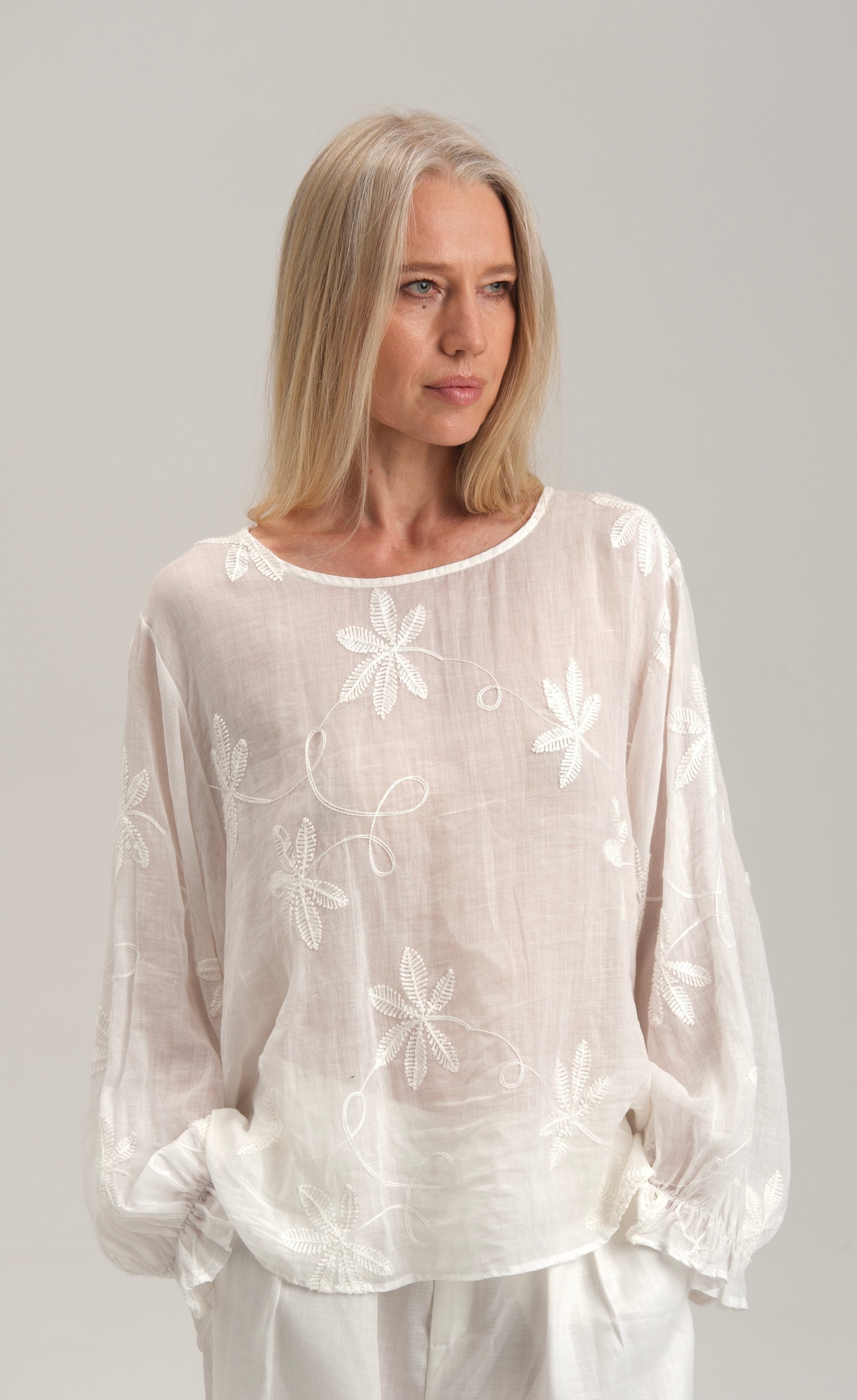 Linen Flower Blouse