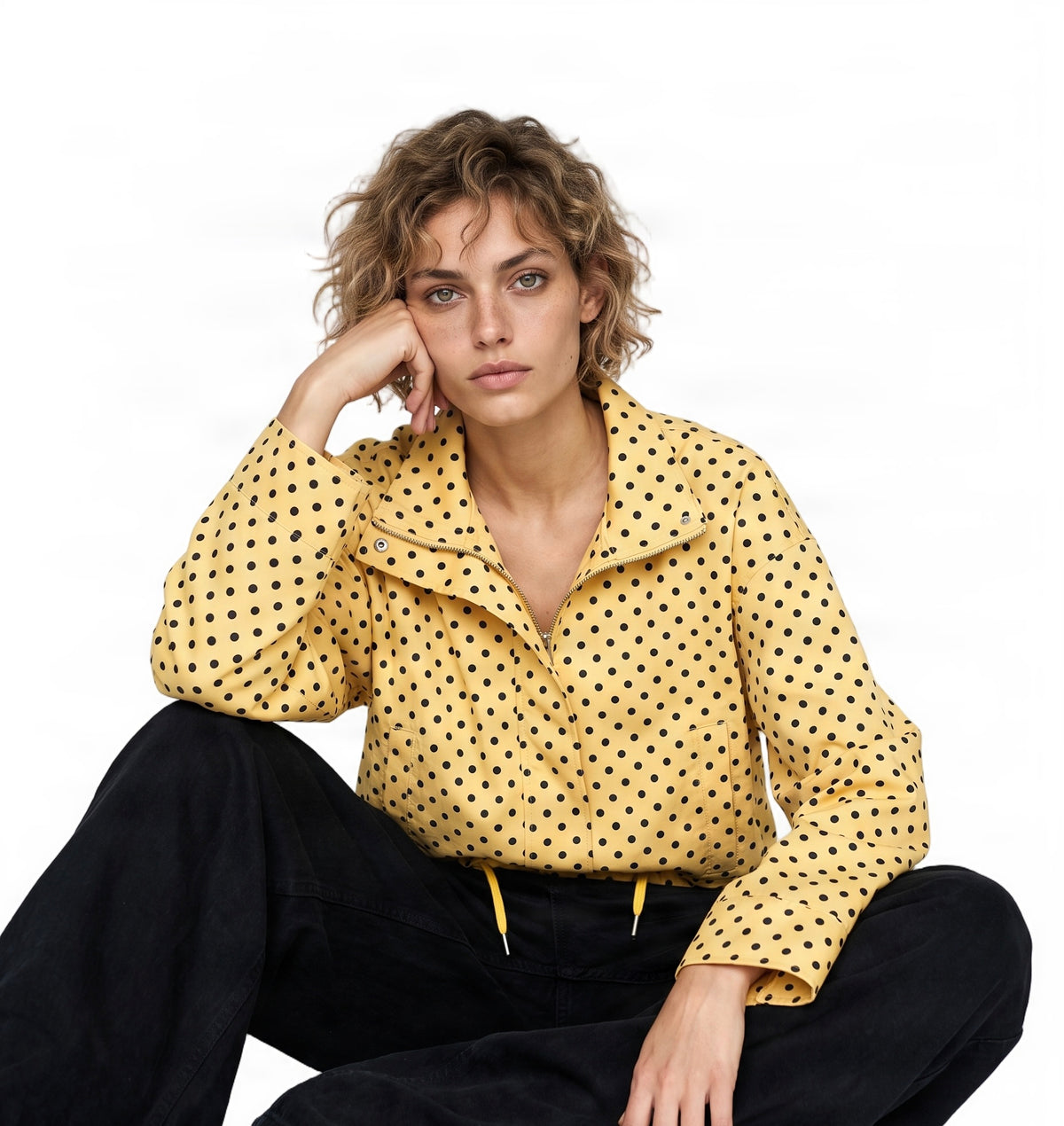 Polka Dot Cropped Jacket