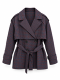 Checkered Belted Trench Jacket