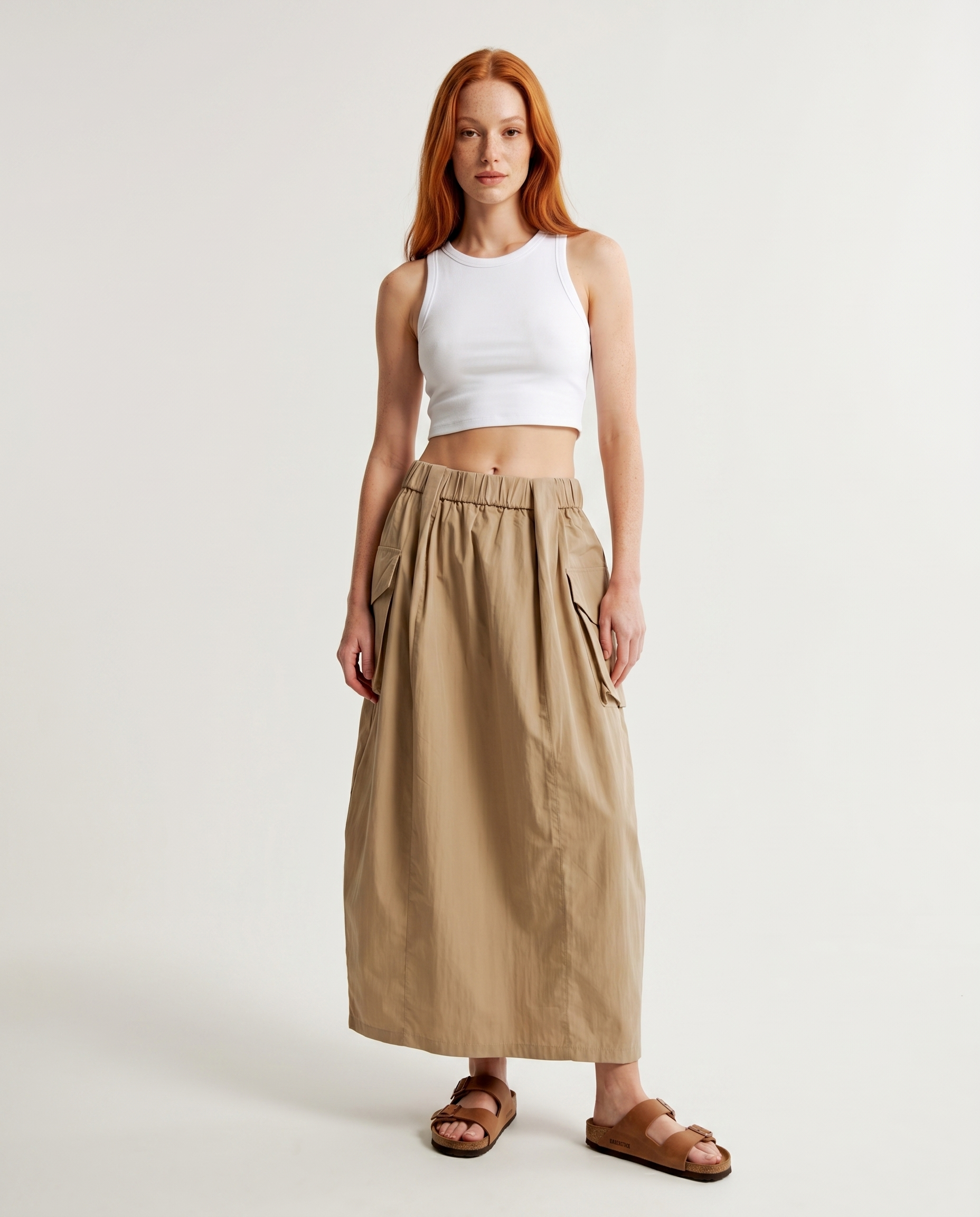 Relaxed Fit Midi Skirt