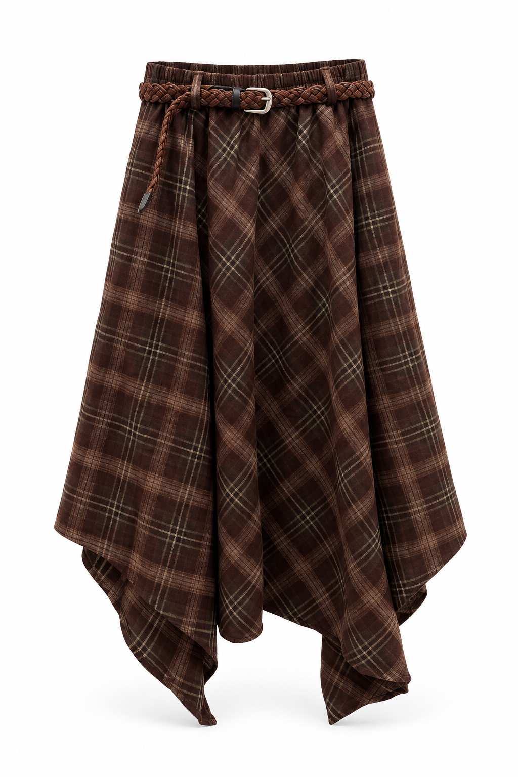 Asymmetric Plaid Skirt Belt