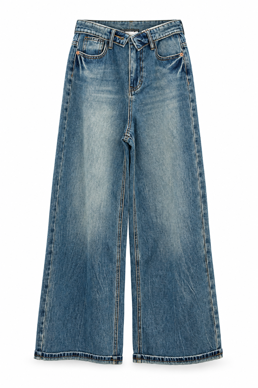 Vintage Wash Wide-Leg Jeans
