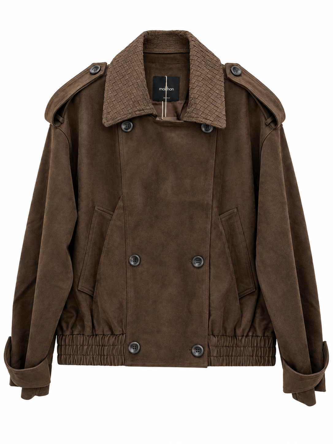 Taupe Suede Double-Breasted Jacket