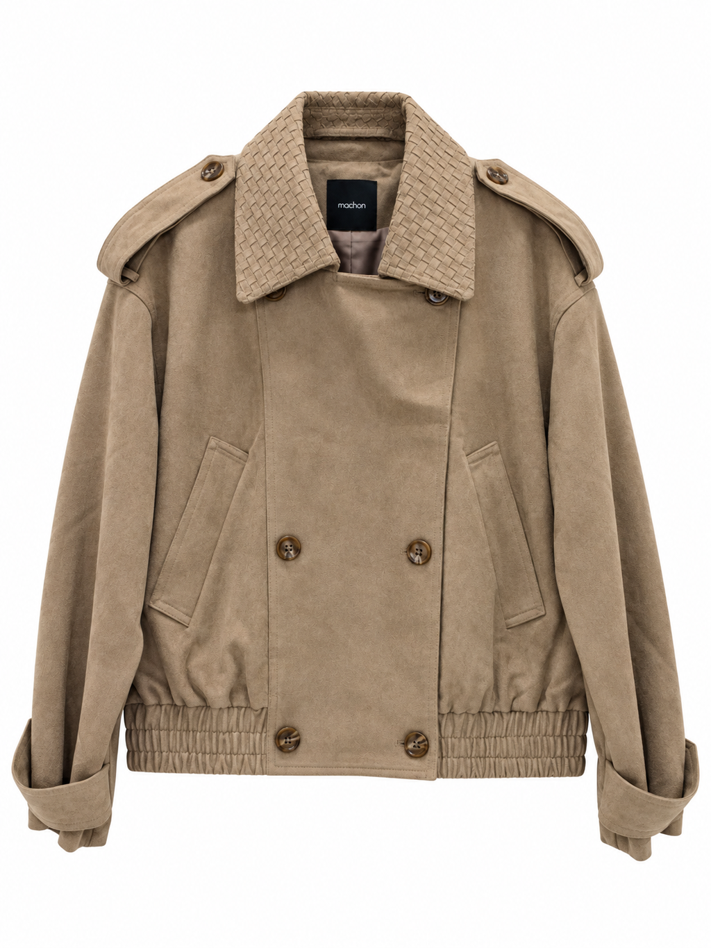 Taupe Suede Double-Breasted Jacket