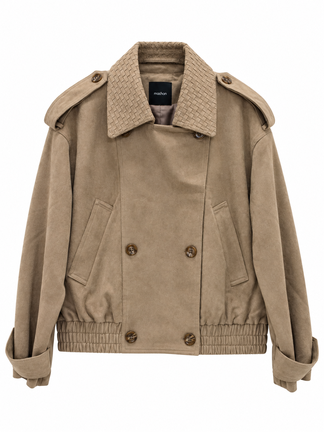 Taupe Suede Double-Breasted Jacket