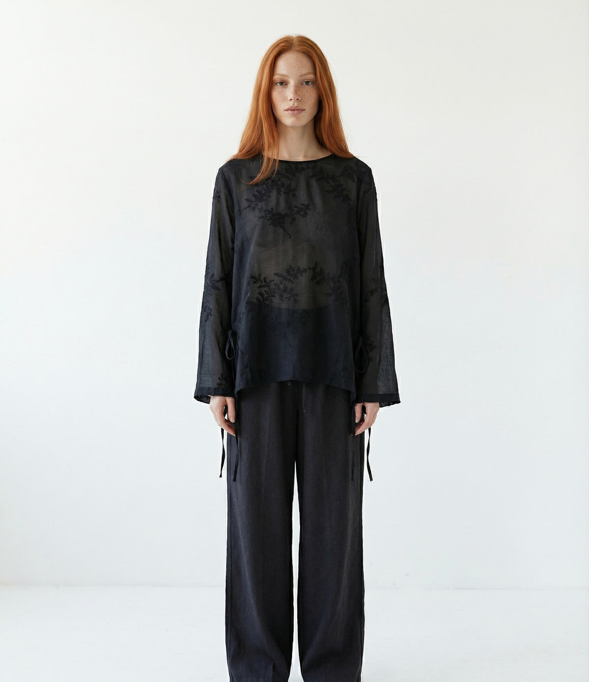 Sheer Black Floral Blouse