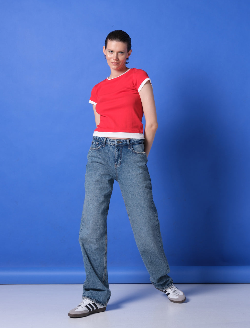 High-Waisted Straight-Leg Jeans