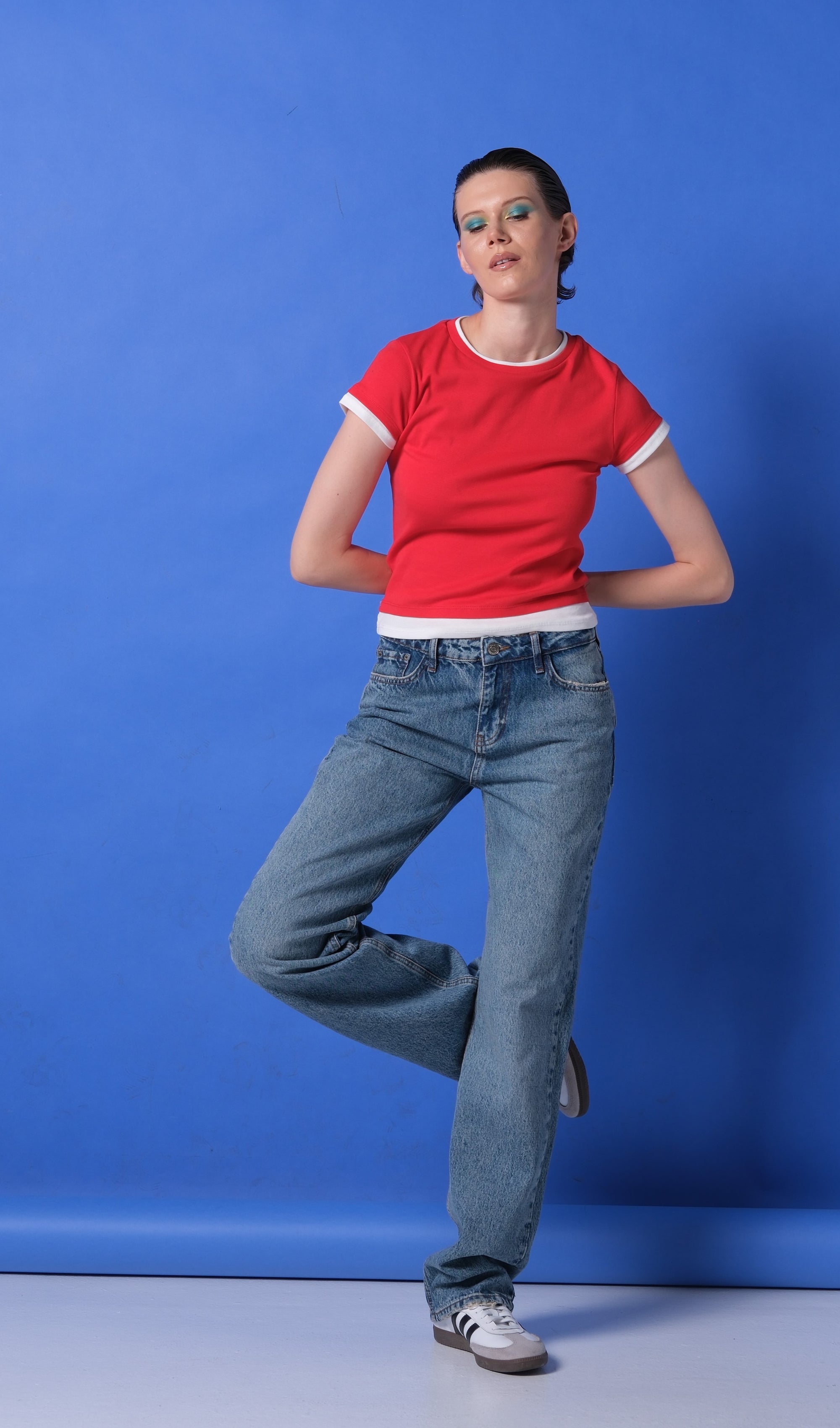 High-Waisted Straight-Leg Jeans