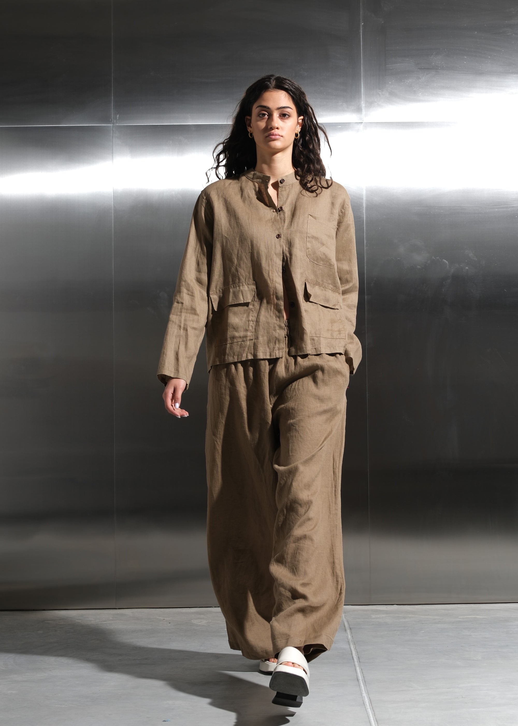 Linen Two-Piece Set — Shirt & Wide-Leg Pants
