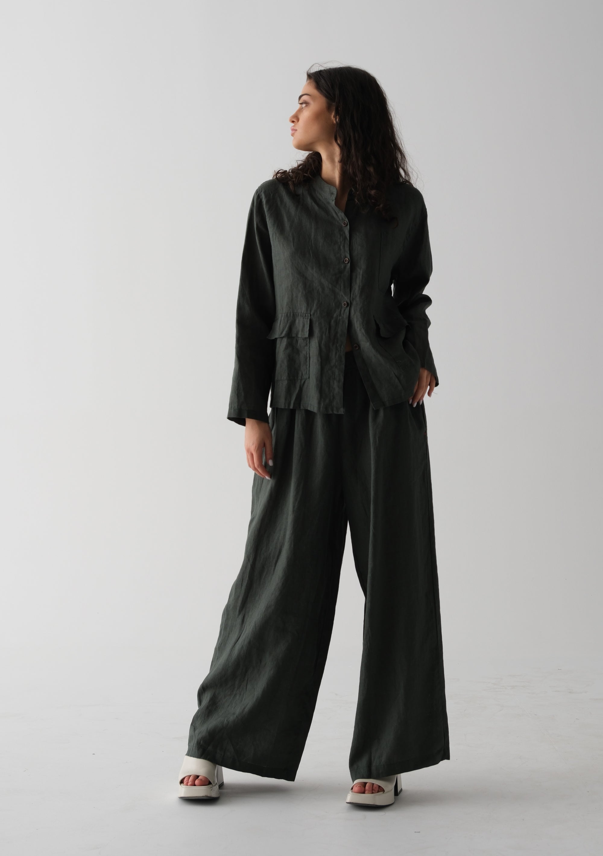 Linen Two-Piece Set — Shirt & Wide-Leg Pants