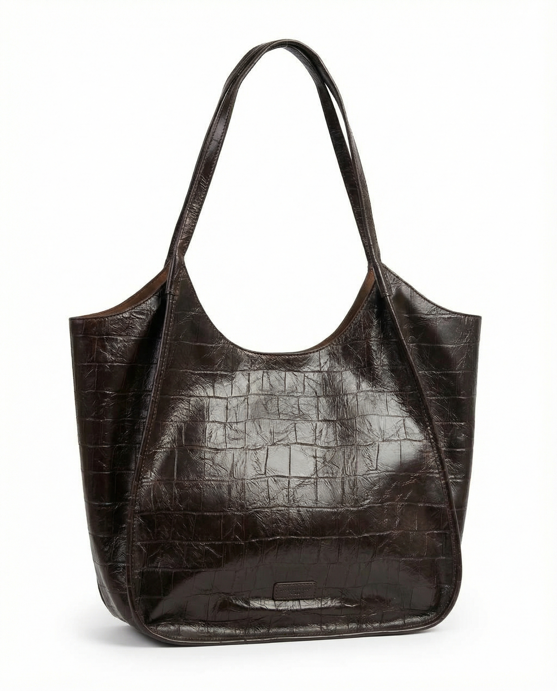 Dark Brown Croco Tote Bag