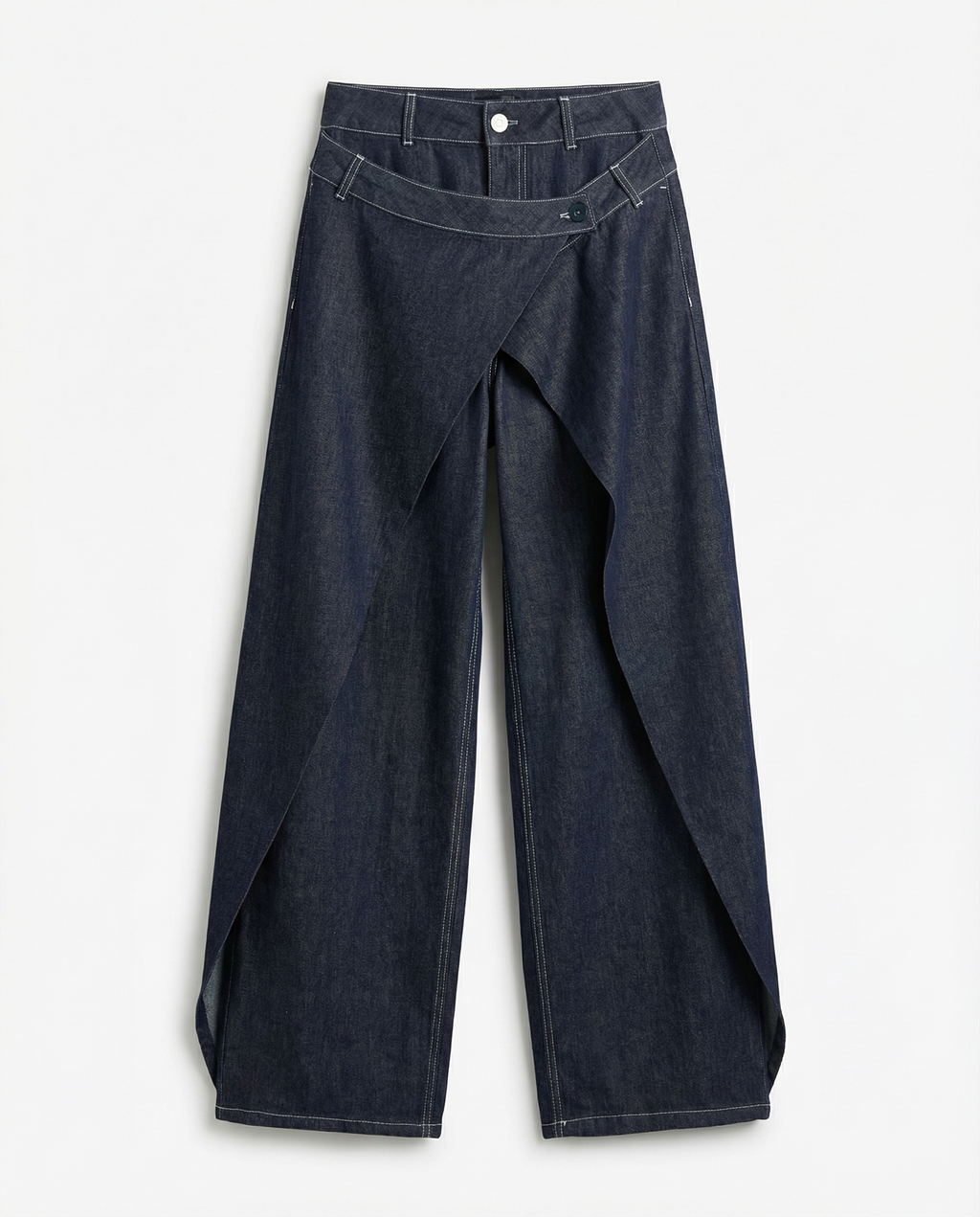 Wrap Style Denim Pants