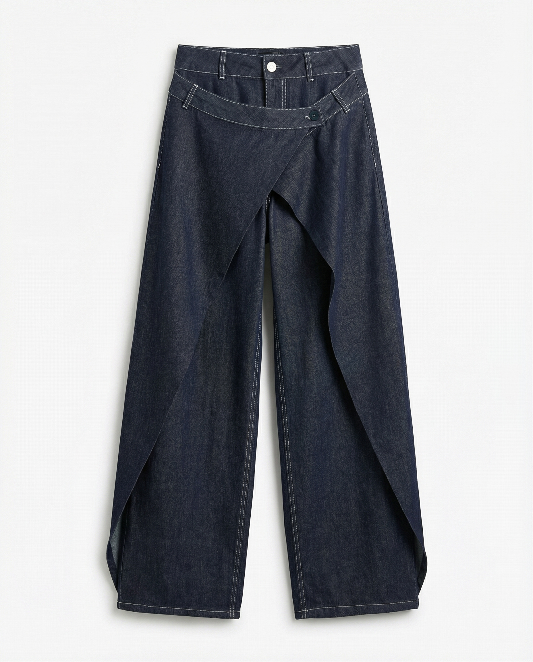 Wrap Style Denim Pants