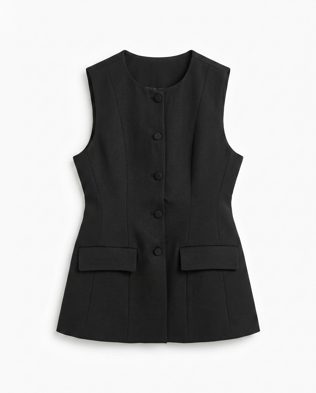 Black Tailored Sleeveless Vest