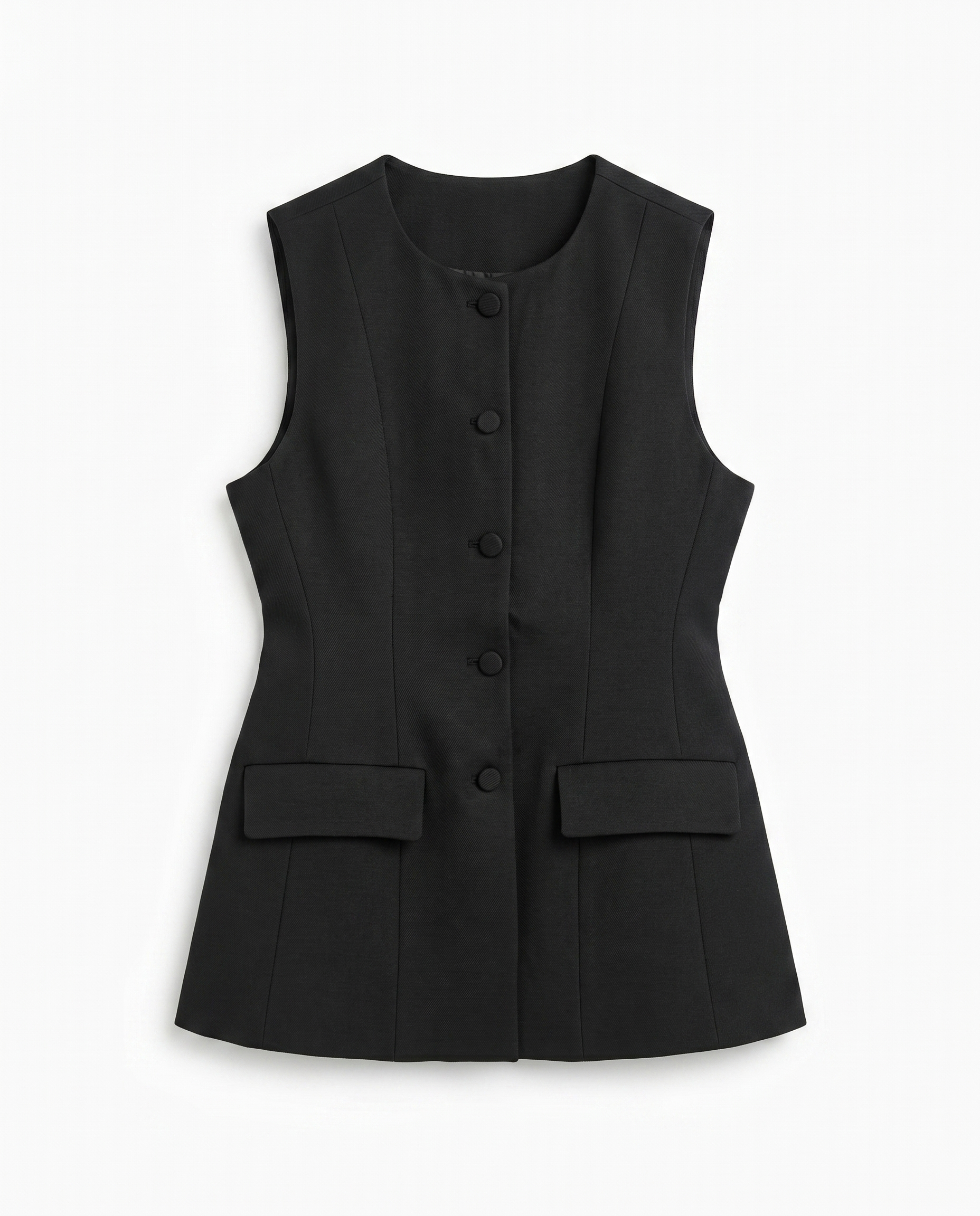 Black Tailored Sleeveless Vest