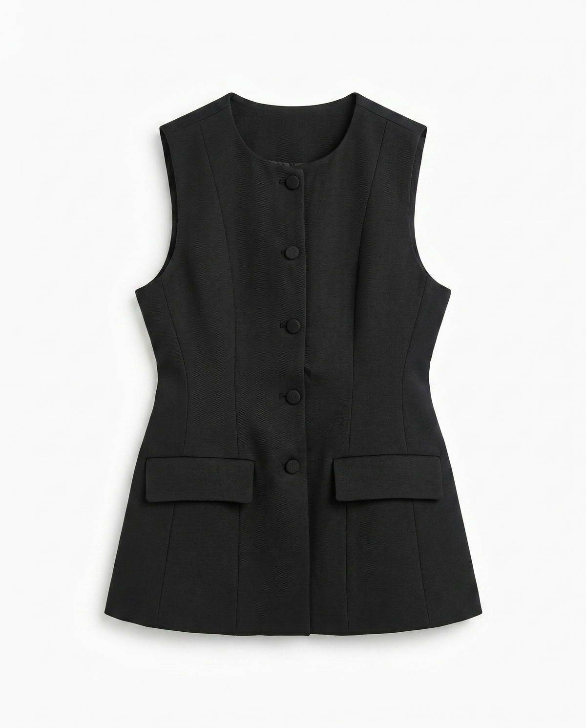 Black Tailored Sleeveless Vest