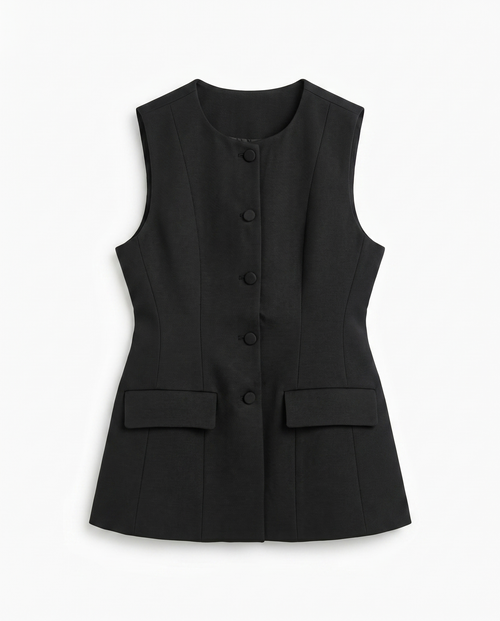 Black Tailored Sleeveless Vest